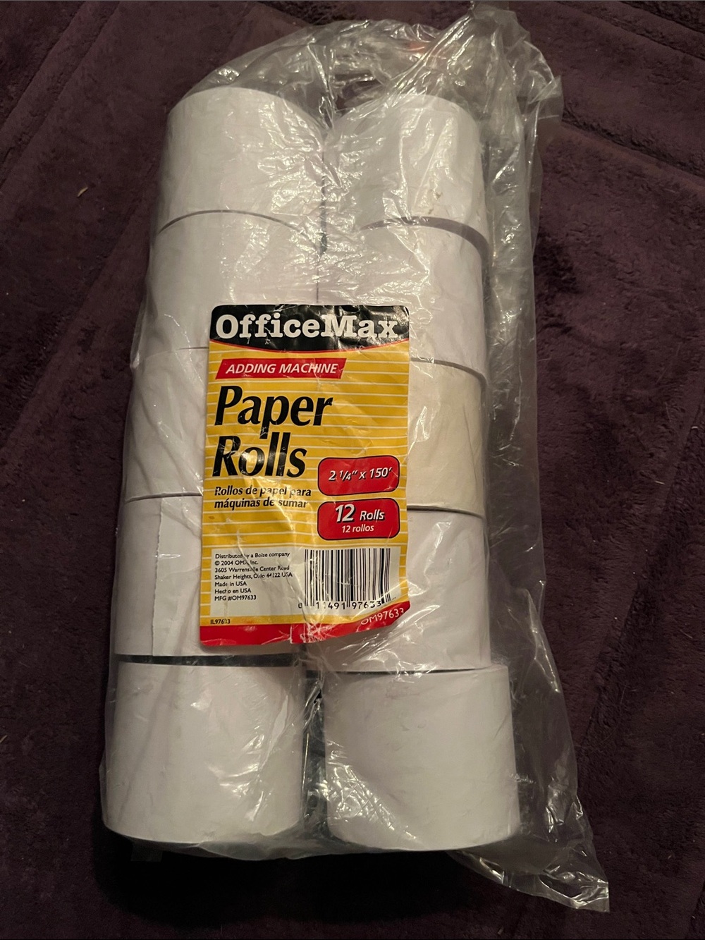 White Adding Machine Paper Rolls - 12 Pack